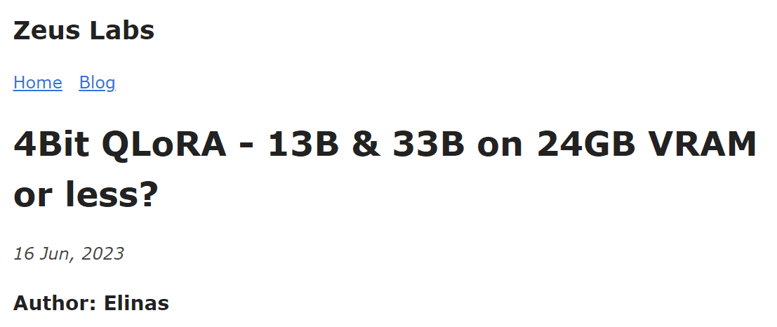 PITTI - Article - 4Bit QLoRA - 13B & 33B on 24GB VRAM or less?